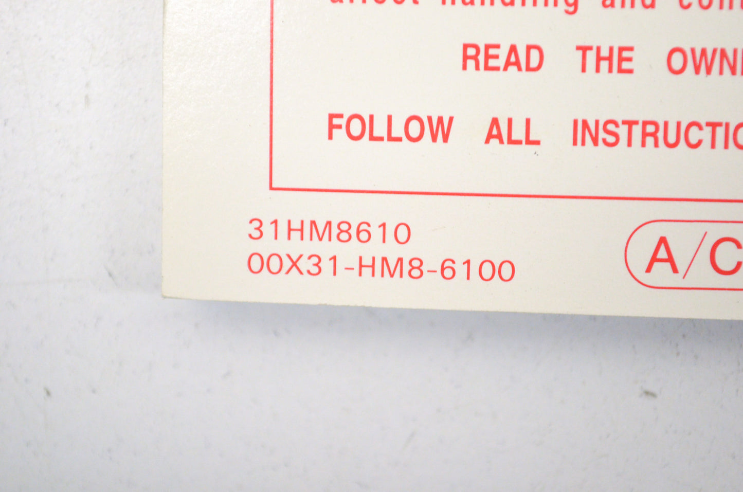 OEM Honda 31HM8610 Owner's Manual 98 TRX 250 E NOS