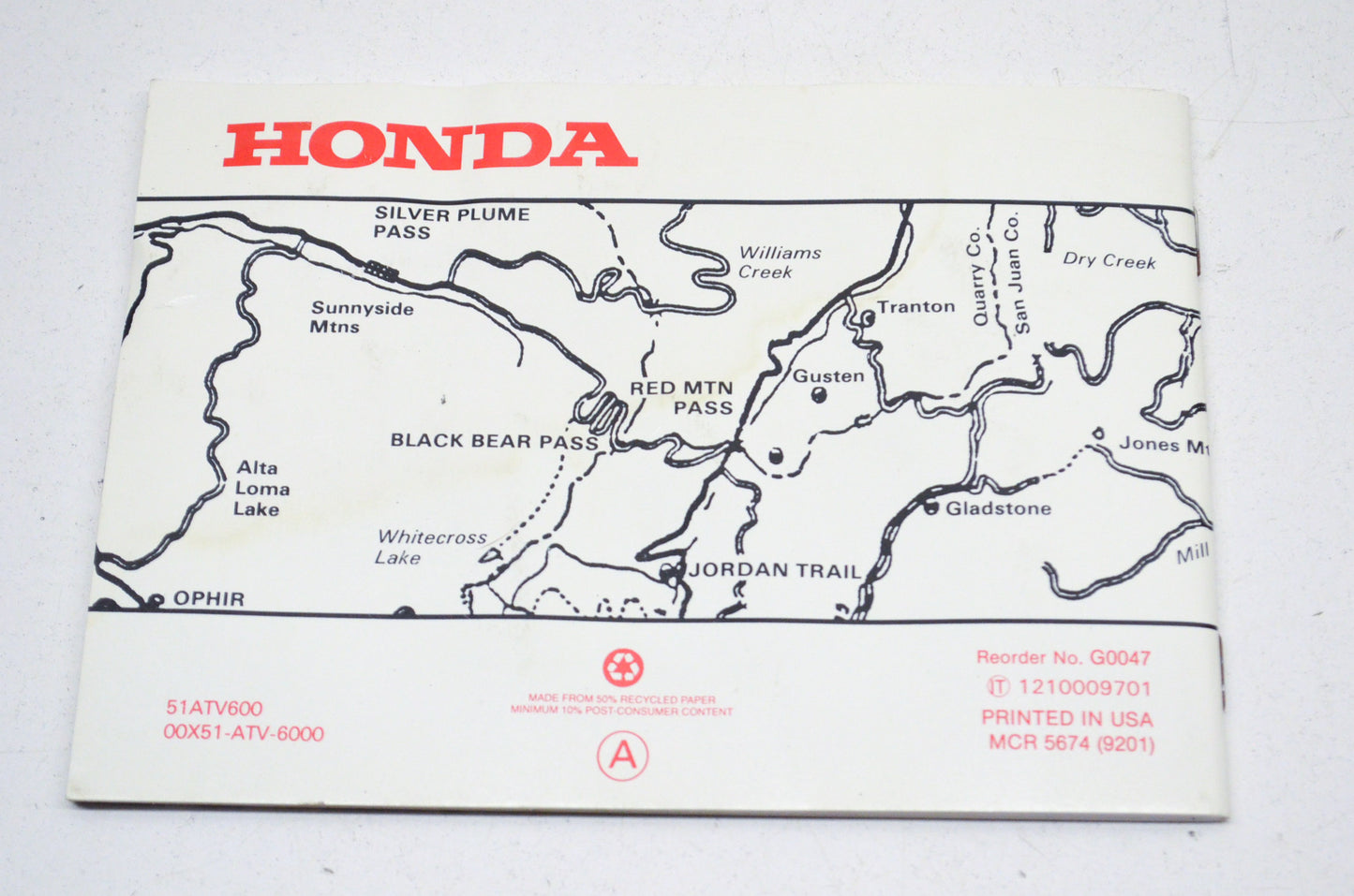 OEM Honda 51ATV600 Tips & Practice Guide For The ATV Rider NOS