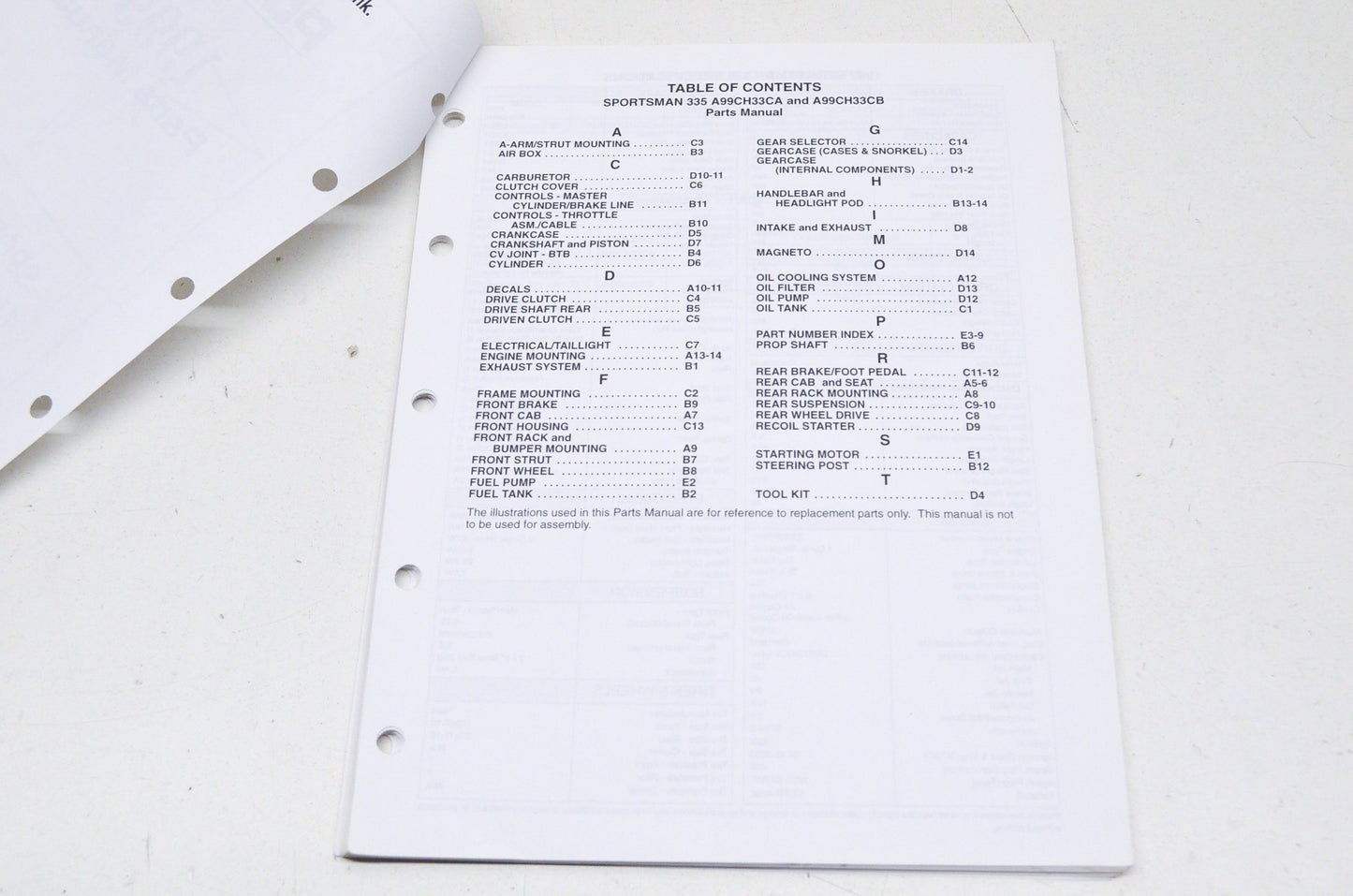 OEM Polaris 1999 Sportsman 335 Parts Manual