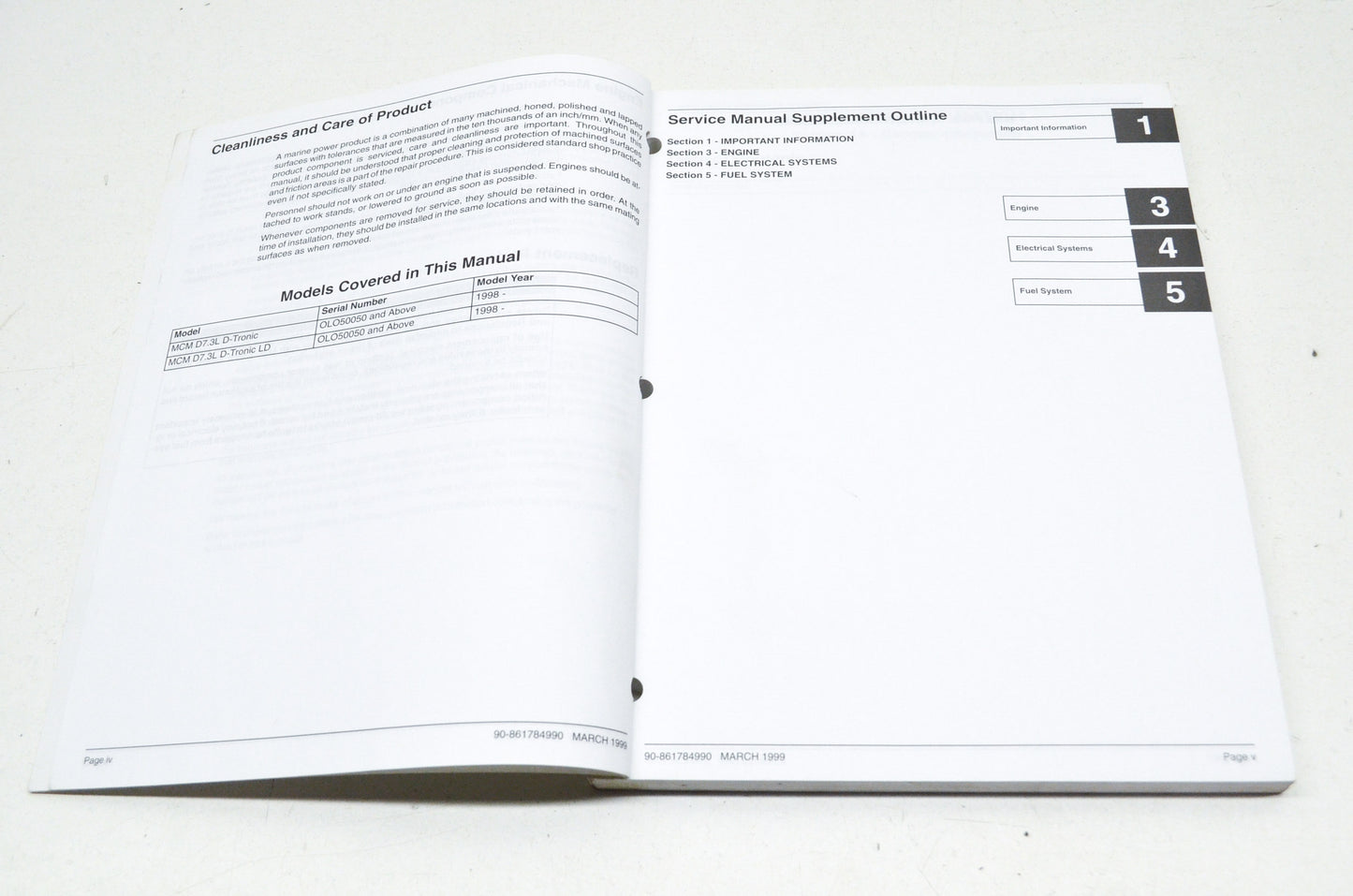 OEM Mercury 90-861784990 Service Manual Supplement to #27 V-8 Diesel