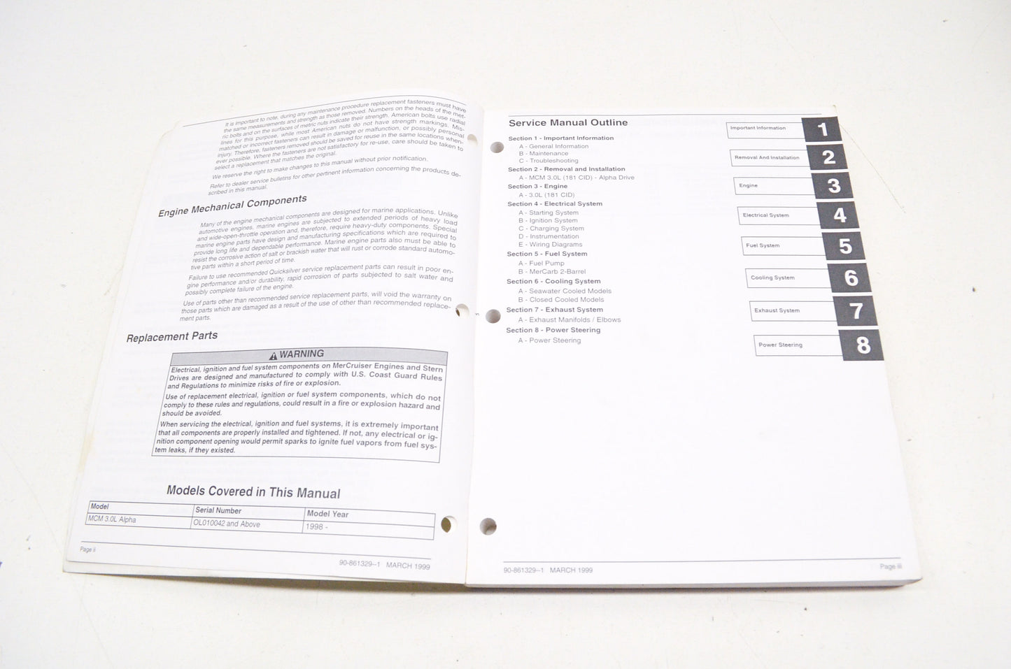 OEM Mercury Marine Engine GM 4 Cylinder 181 cid (3.0L) Service Manual Number 26