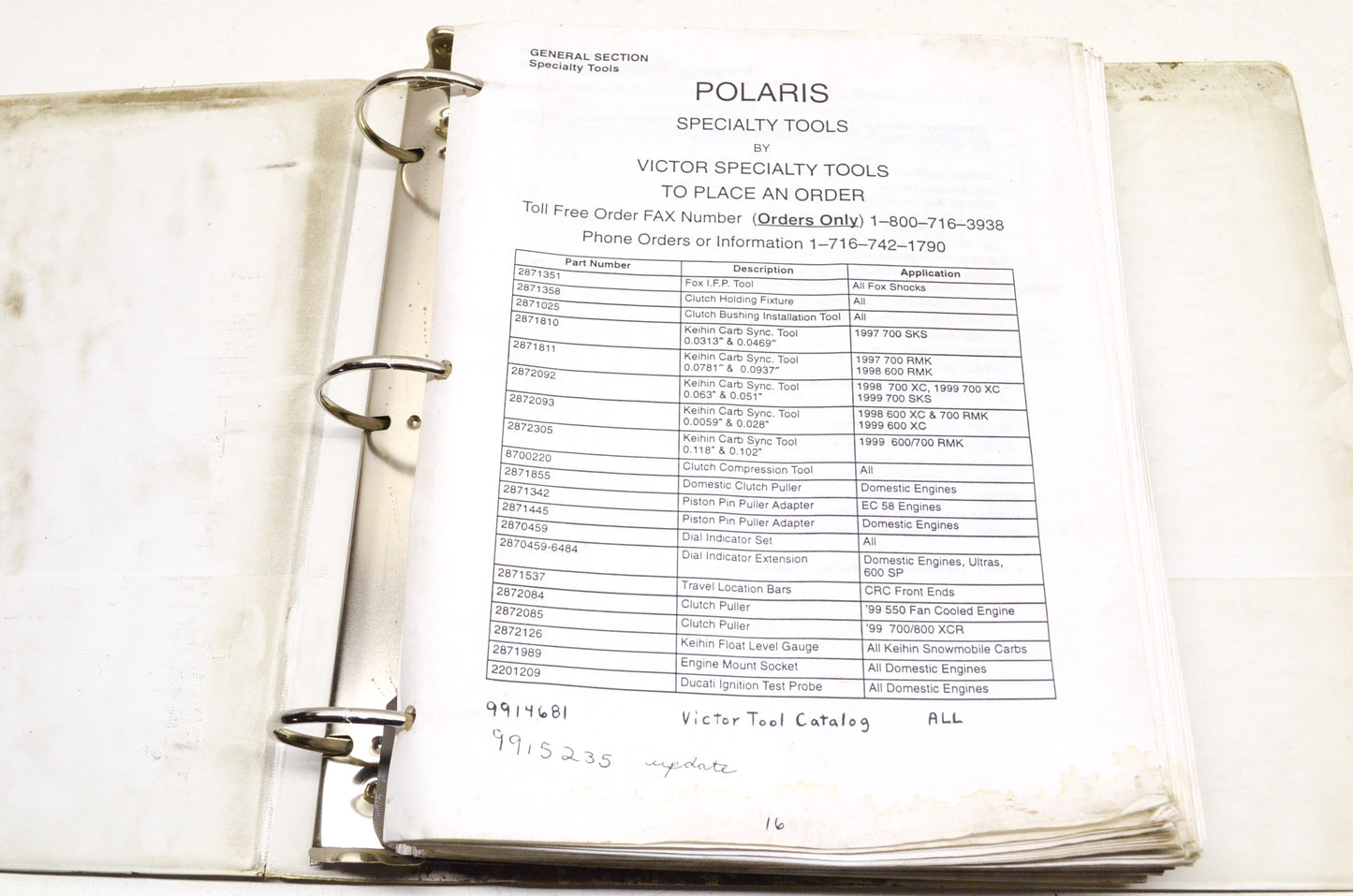 OEM Polaris Service, Special Tools, & Technical Support Manual