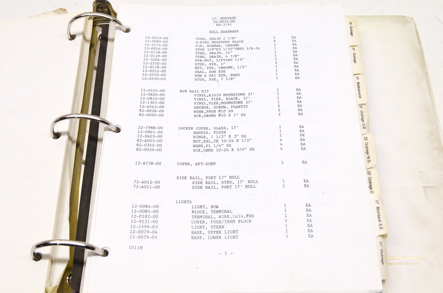 Boston Whaler Parts Identification Book