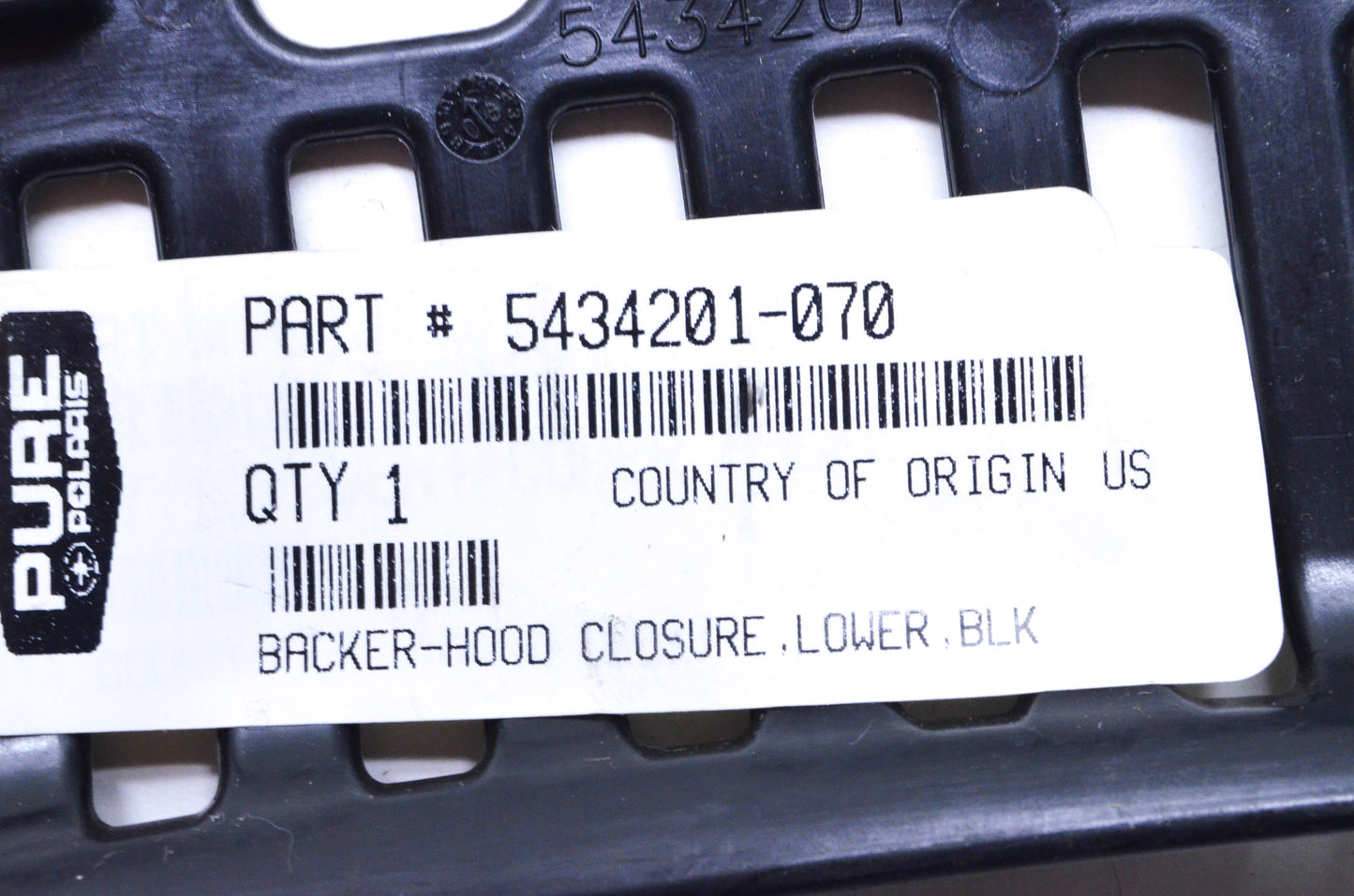 Black Lower Hood Closure Backer NOS