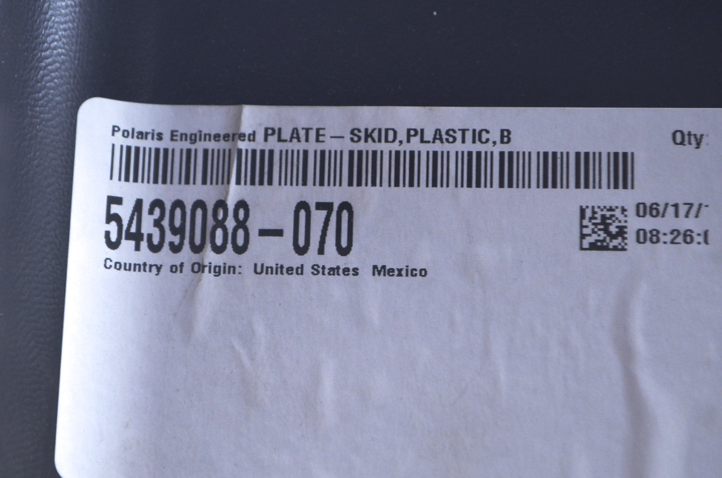OEM Polaris 5439088-070 Black Plastic Skid Plate NOS