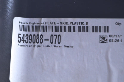 OEM Polaris 5439088-070 Black Plastic Skid Plate NOS