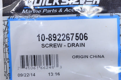 OEM Mercury 10-892267506 Drain Screw NOS