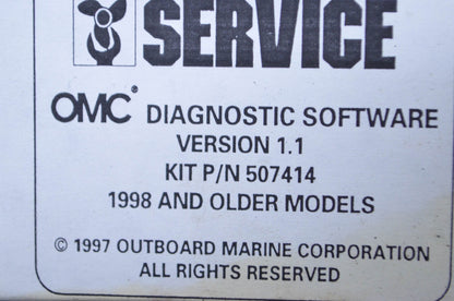 New OEM OMC 1998 & Older Models Diagnostic Software Version 1.1 Floppy Disc NOS