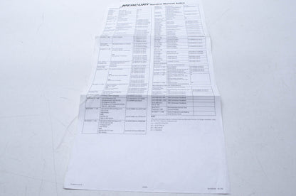 OEM Mercury 90-835450 , 30-700 Service Manual Index NOS