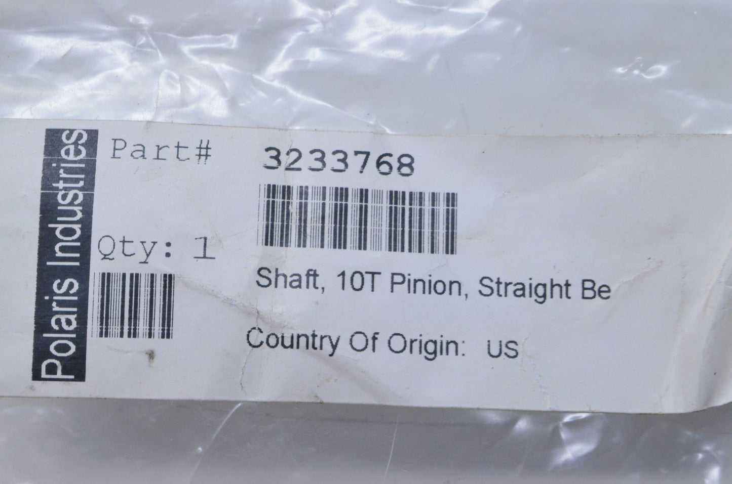 OEM Polaris 3233768 10T Pinion Shaft NOS