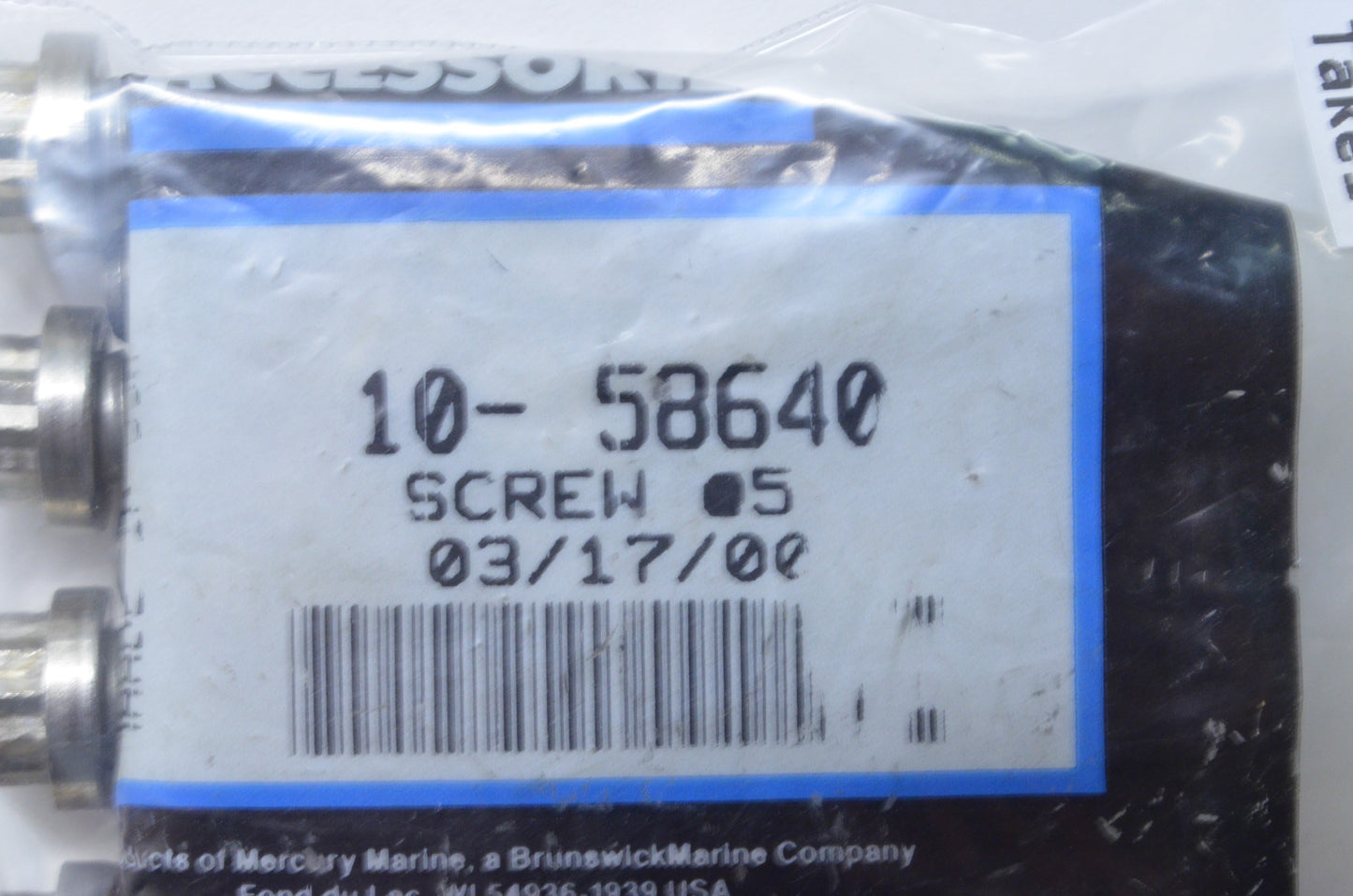 OEM Mercury 10-58640 Screw NOS
