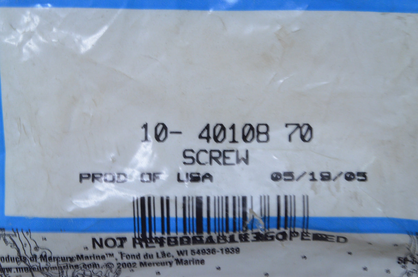 OEM Mercury 10-40108 70 Screw NOS