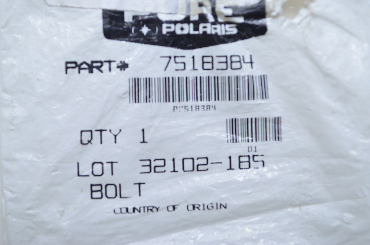 OEM Polaris 7518384 Flange Hex Screw 3/8-16X3.25 NOS