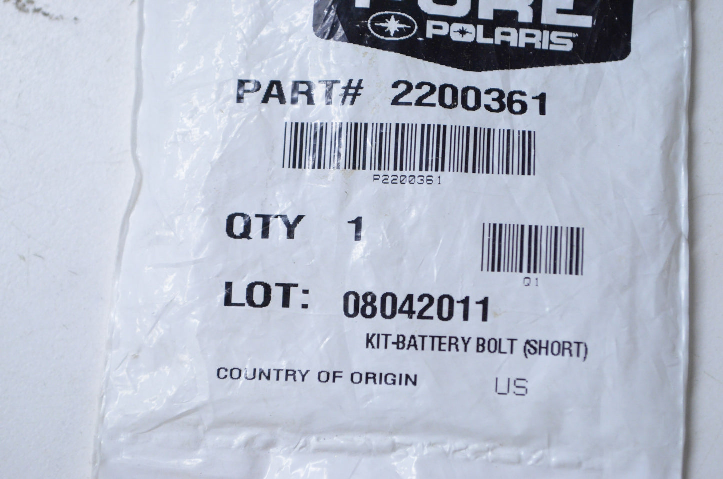 OEM Polaris 2200361 Short Battery Bolt Kit Qty 2 NOS