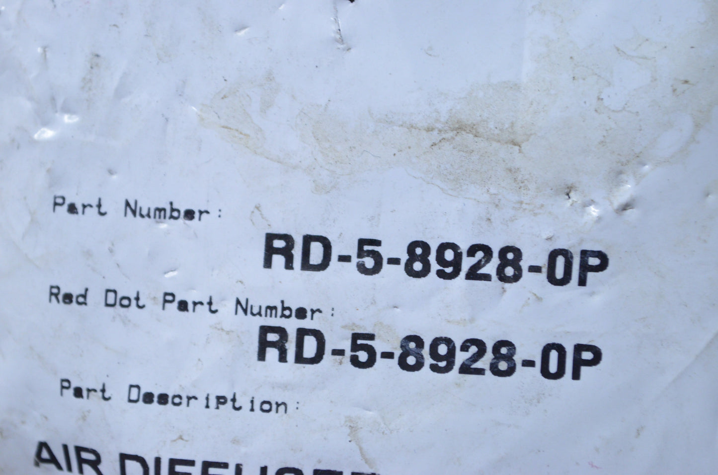 Red Dot RD-5-8928-0P Air Diffuser NOS