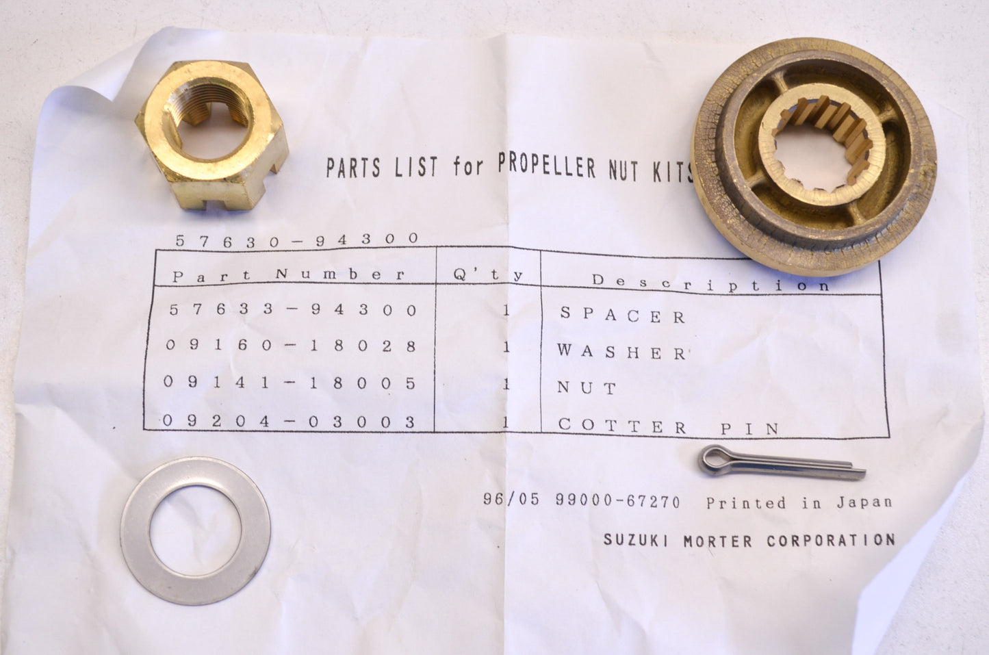 New OEM Suzuki Prop Hardware Kit NOS