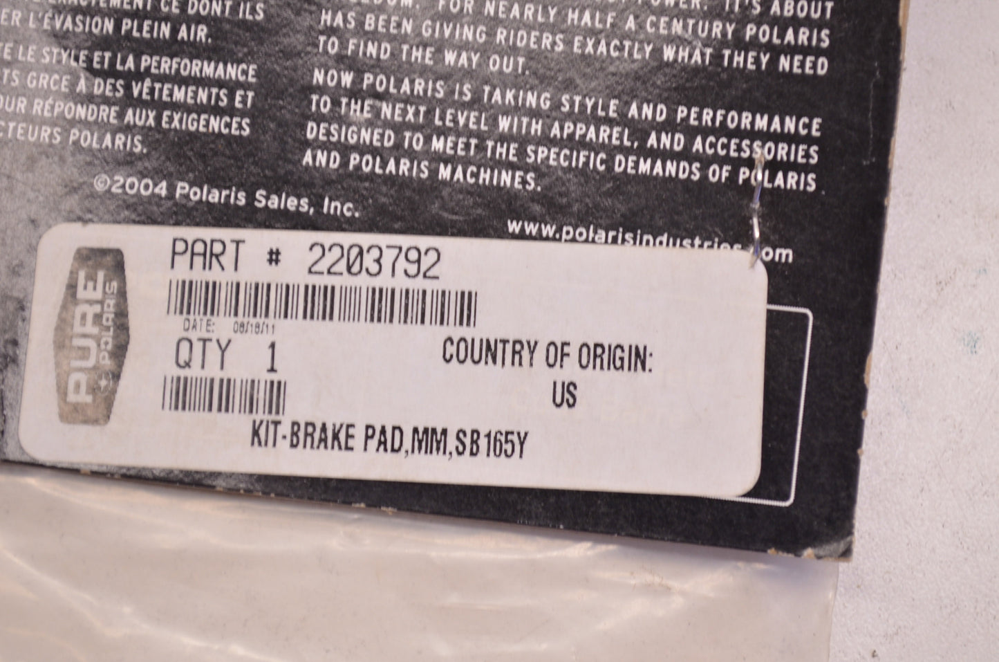 OEM Polaris 2203792 Brake Pad Kit NOS