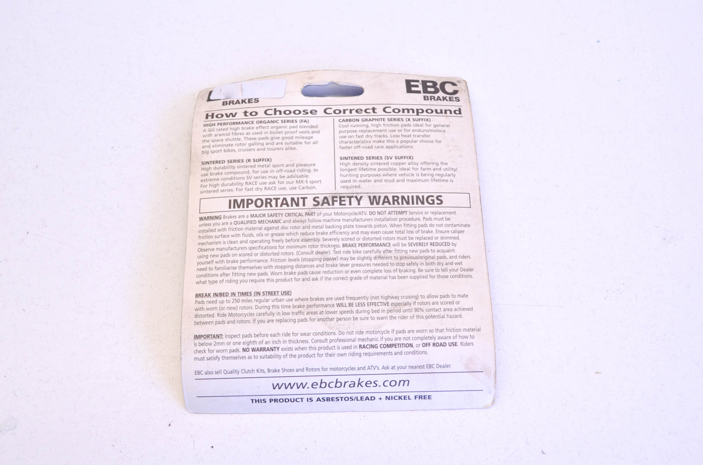 New EBC Brake Pad Kit NOS