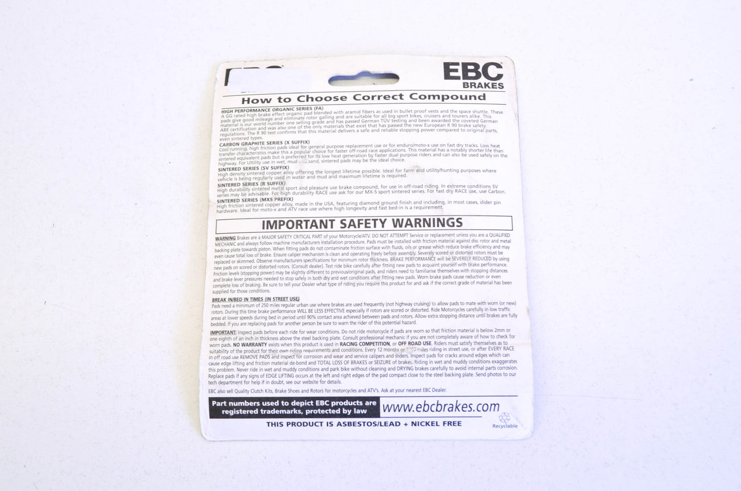 New EBC Brake Pad Kit NOS