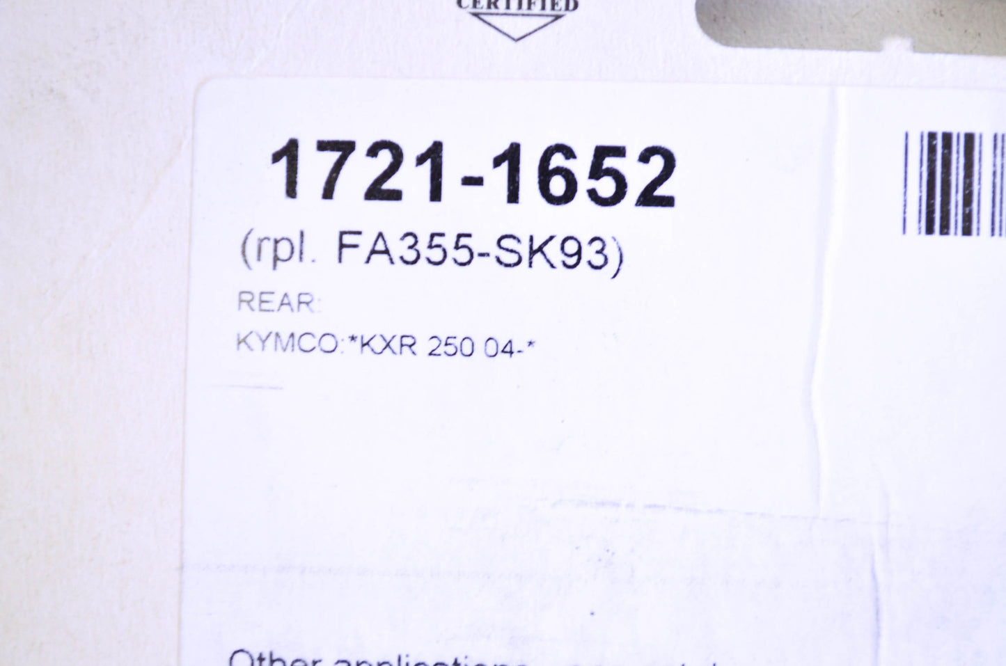 SBS 1721-1652, FA355-SK93, 775S1 Brake Pad Kit NOS