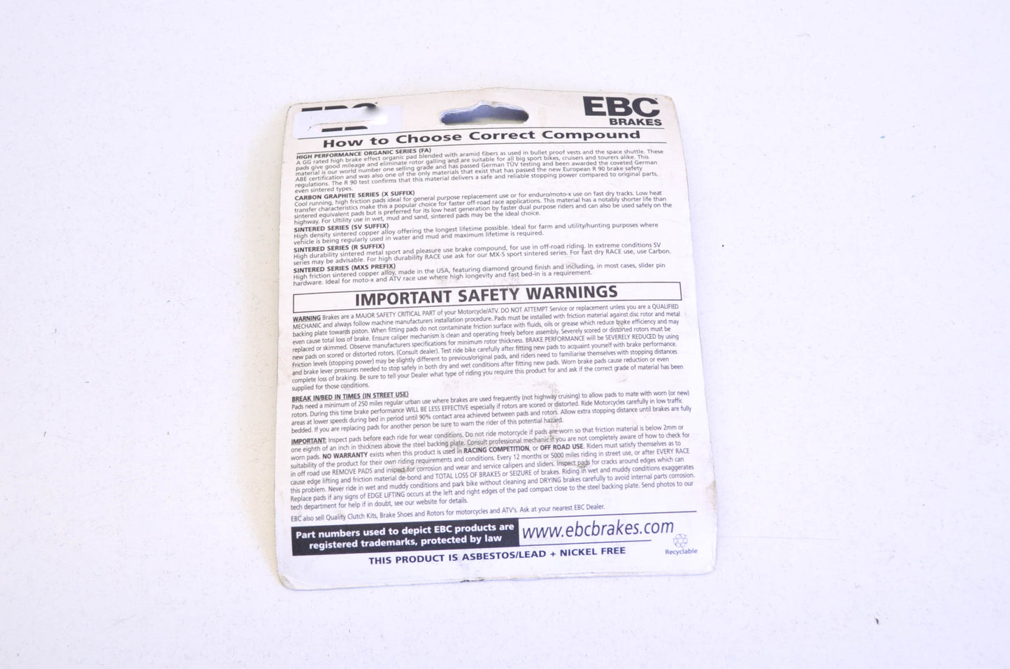New EBC Brake Pad Kit NOS