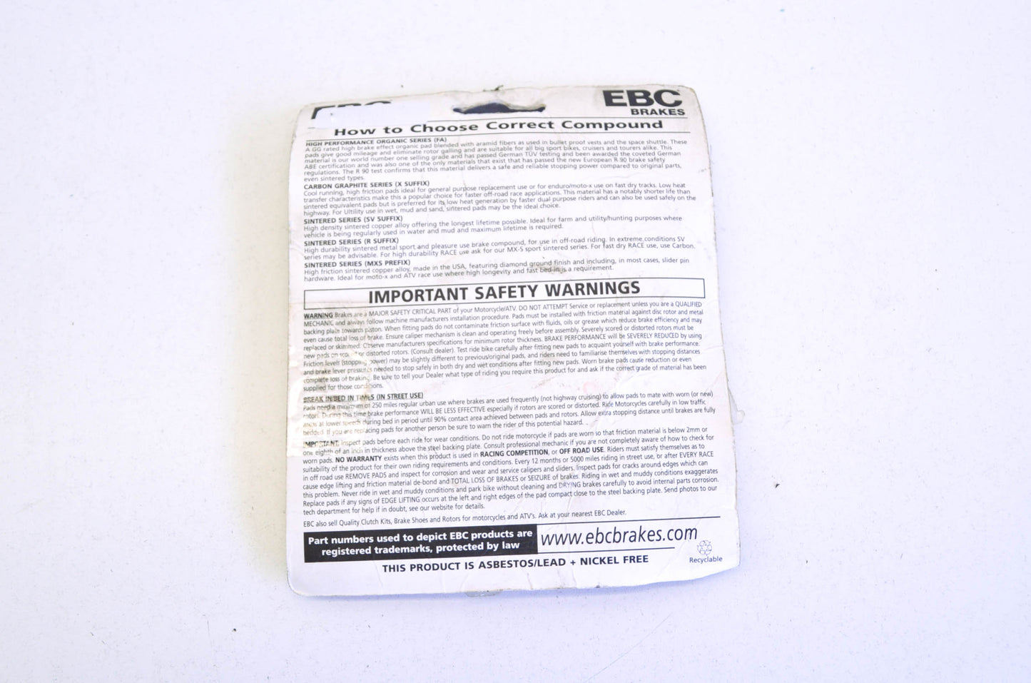 EBC FA373SV Brake Pad Kit NOS