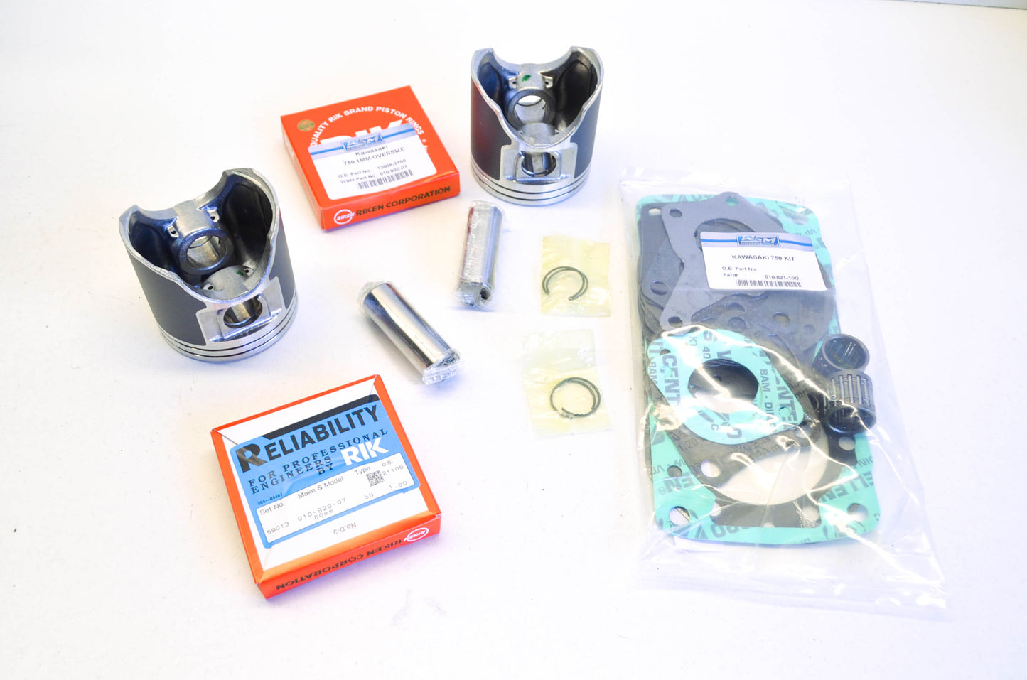 WSM 010-821-14P 75 cc Twin Cylinder 1mm Over Top End Engine Rebuild Kit NOS
