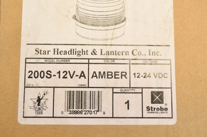 New Star Headlight & Lantern Co. Amber Star Strobe Light Kit 12-24 VDC NOS