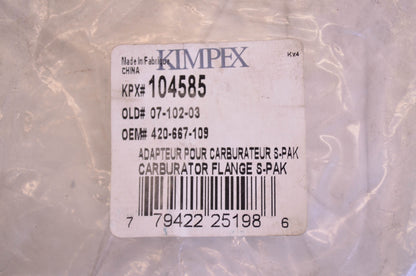 Kimpex 104585, 07-102-03, 420-667-109 Carburetor Adapter Mounting Flange NOS