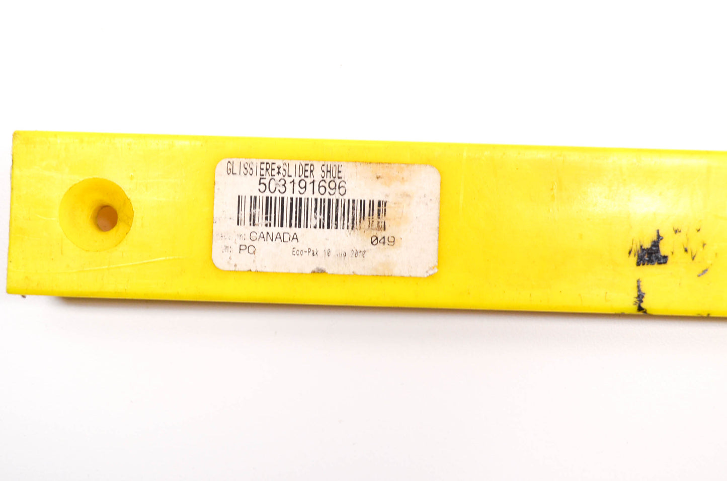 55' Yellow Snowmobile Slide Shoe NOS