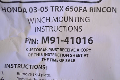Moose Utility M91-41016 Honda Winch Mount Kit NOS