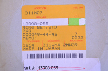 OEM Kawasaki 13008-058 Ring Set STD NOS