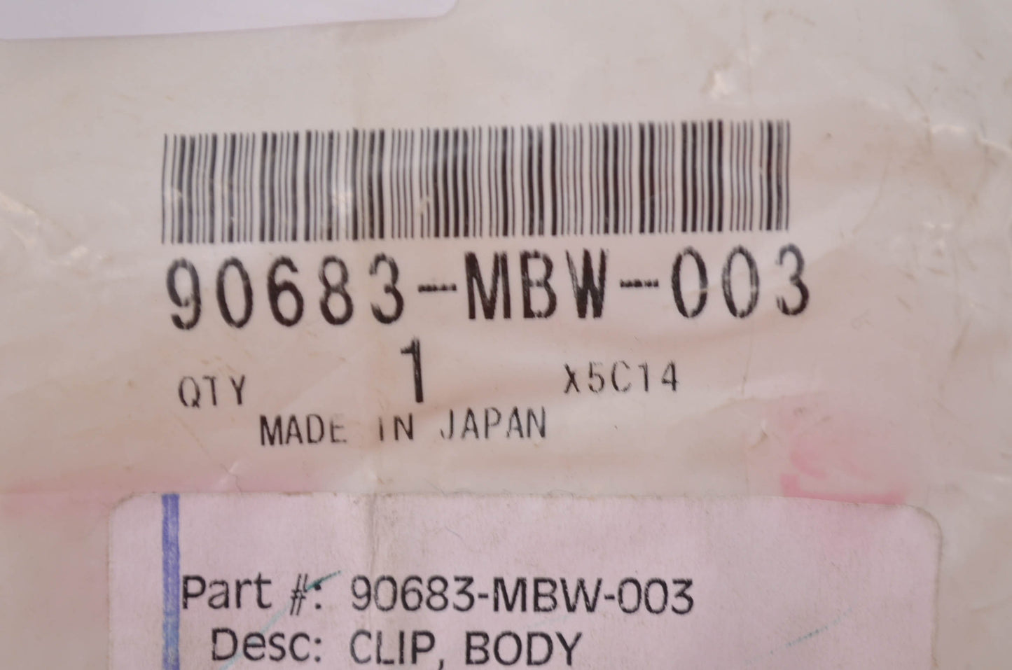 OEM Honda 90683-MBW-003 Body Clip