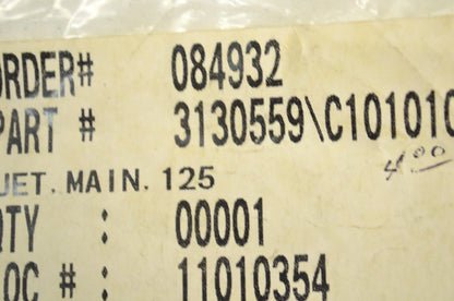 OEM Polaris 3130559 Main Jet #125 NOS