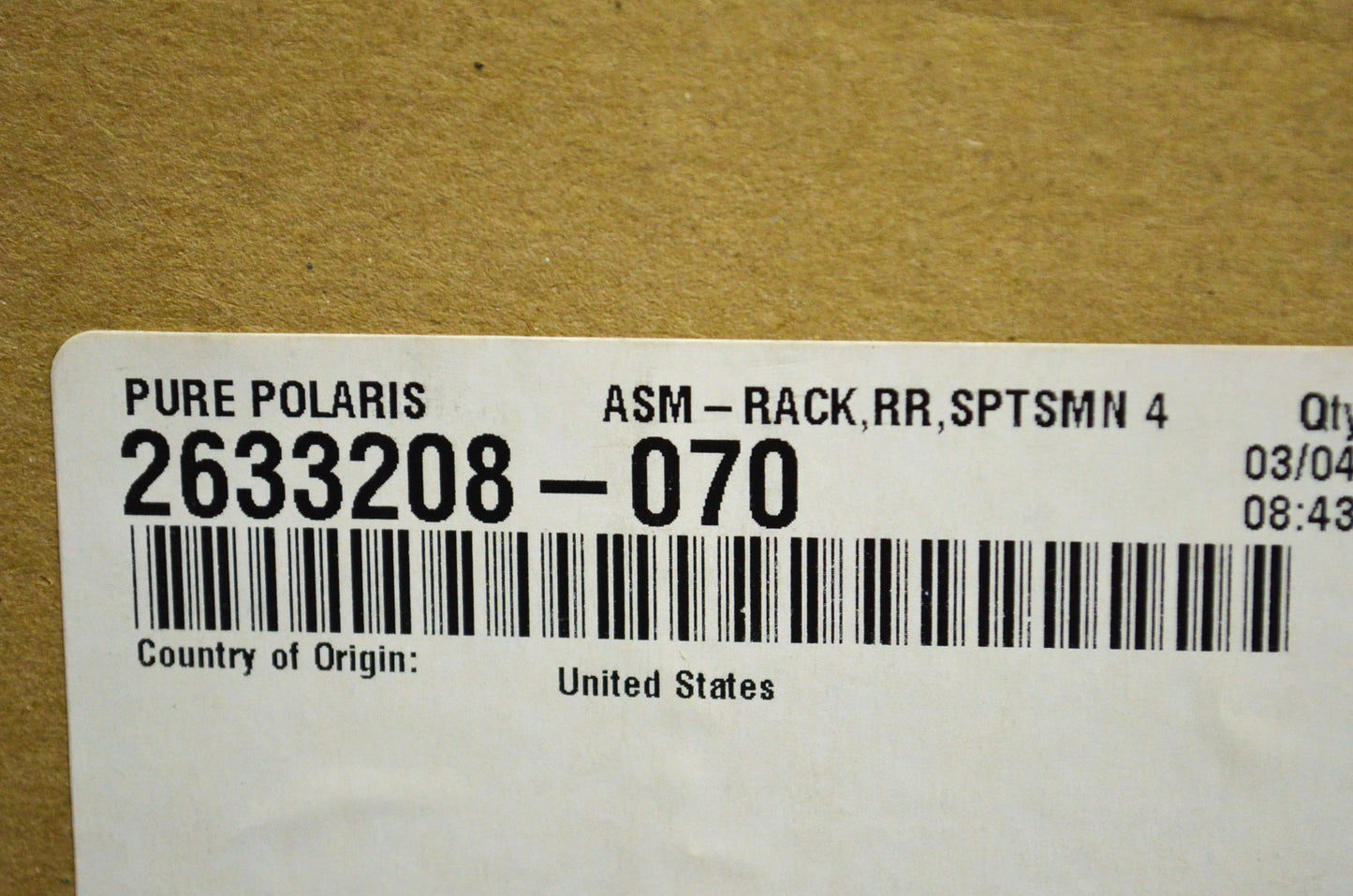 OEM Polaris 2633208-070 Black Rear Rack Assembly NOS