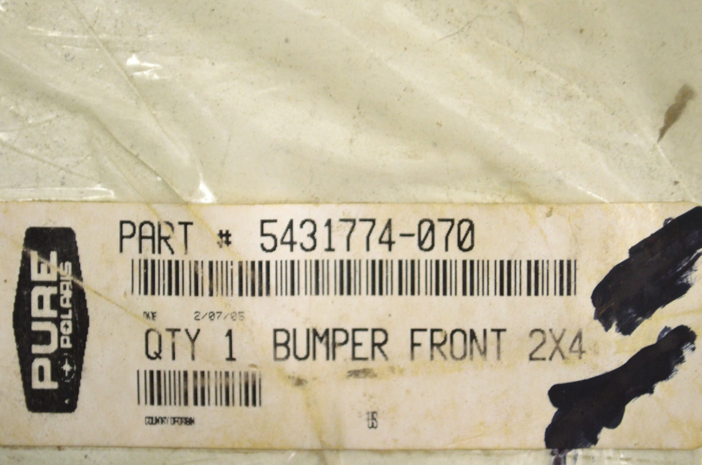 OEM Polaris 5431774-070 Black Front Bumper NOS