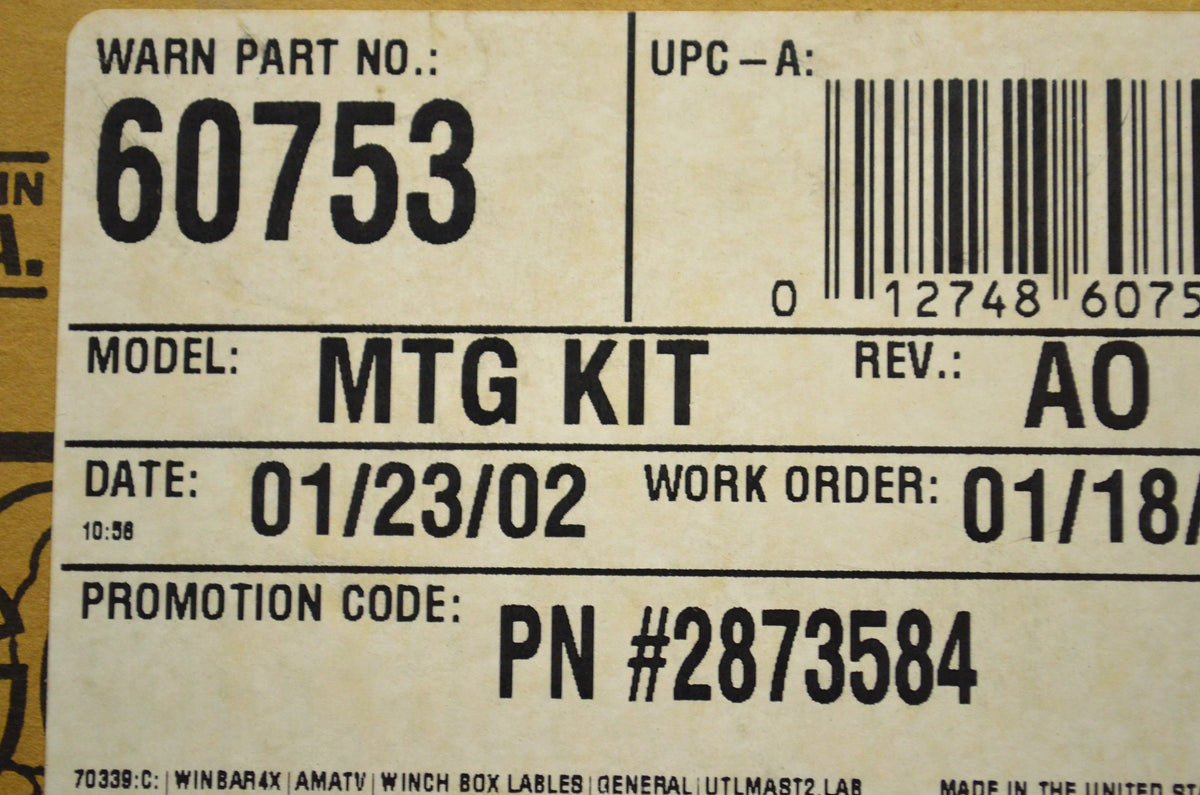 Warn 2873584, 60753 Winch Mounting Kit NOS