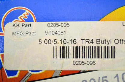 Vee Rubber VT04081, 0205-098 Tire Tube 5/5.10-16 TR4 Butyl Offset NOS