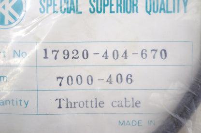 KK 7000-406, 17920-404-670 Throttle Cable NOS