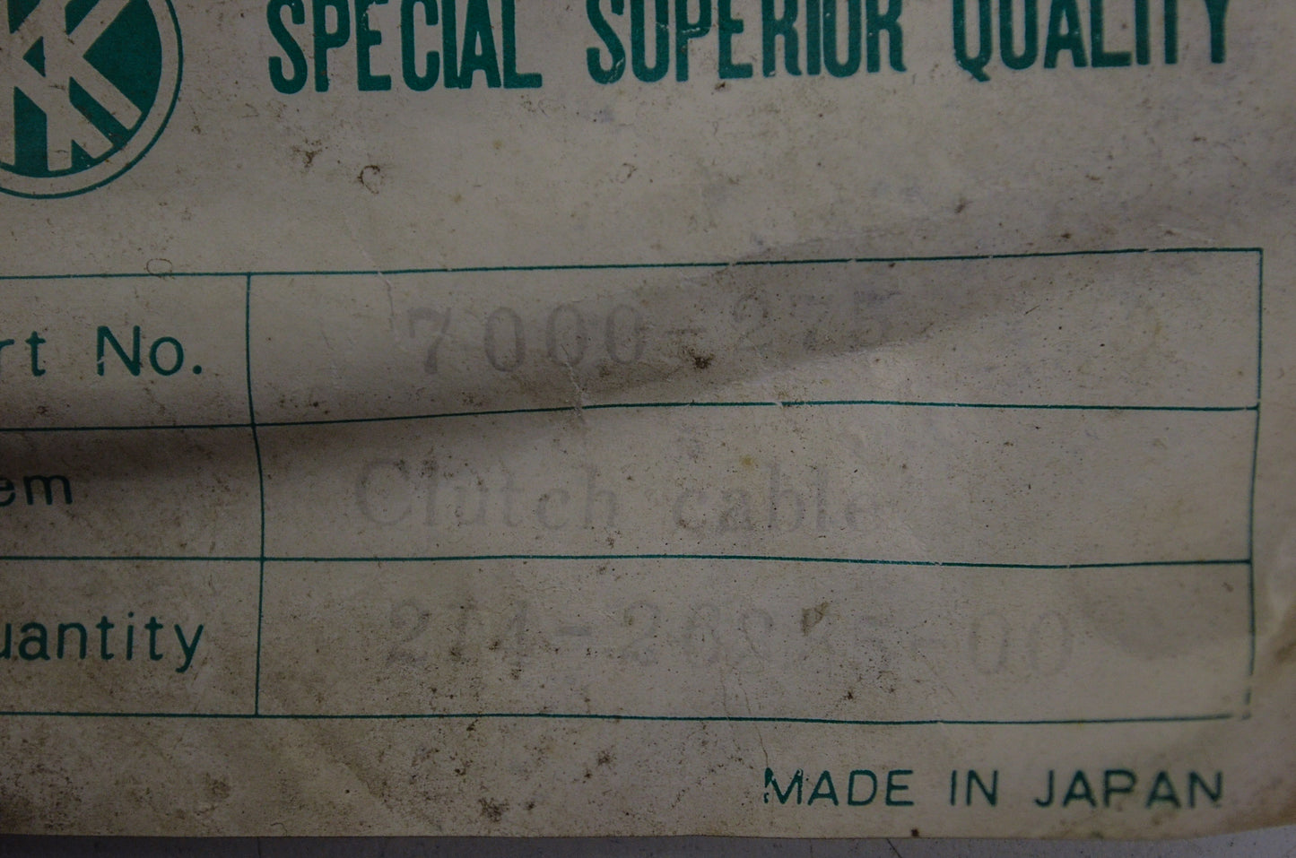 KK 7000-275, 214-26335-00 Yamaha Clutch Cable NOS