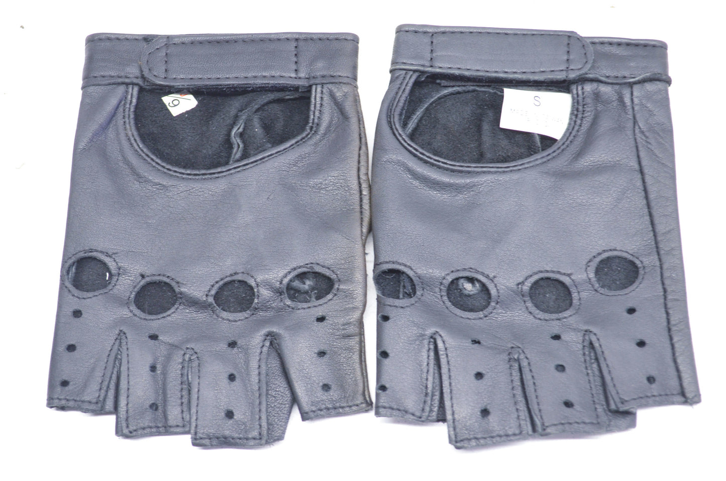 New KK Half-Finger Leather Motorcycle Gloves Small NOS