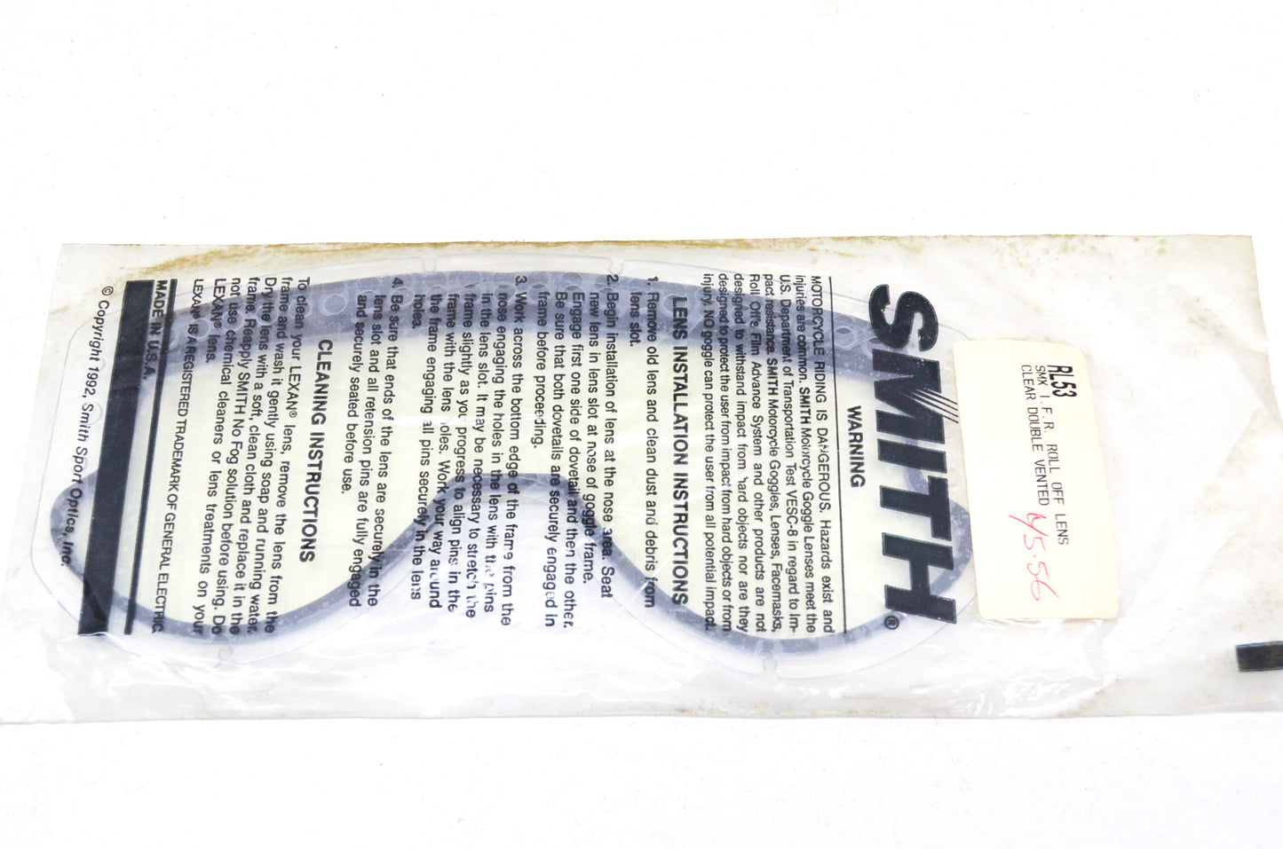 Smith RL53, SDL-53 Replacement Lens Clear NOS