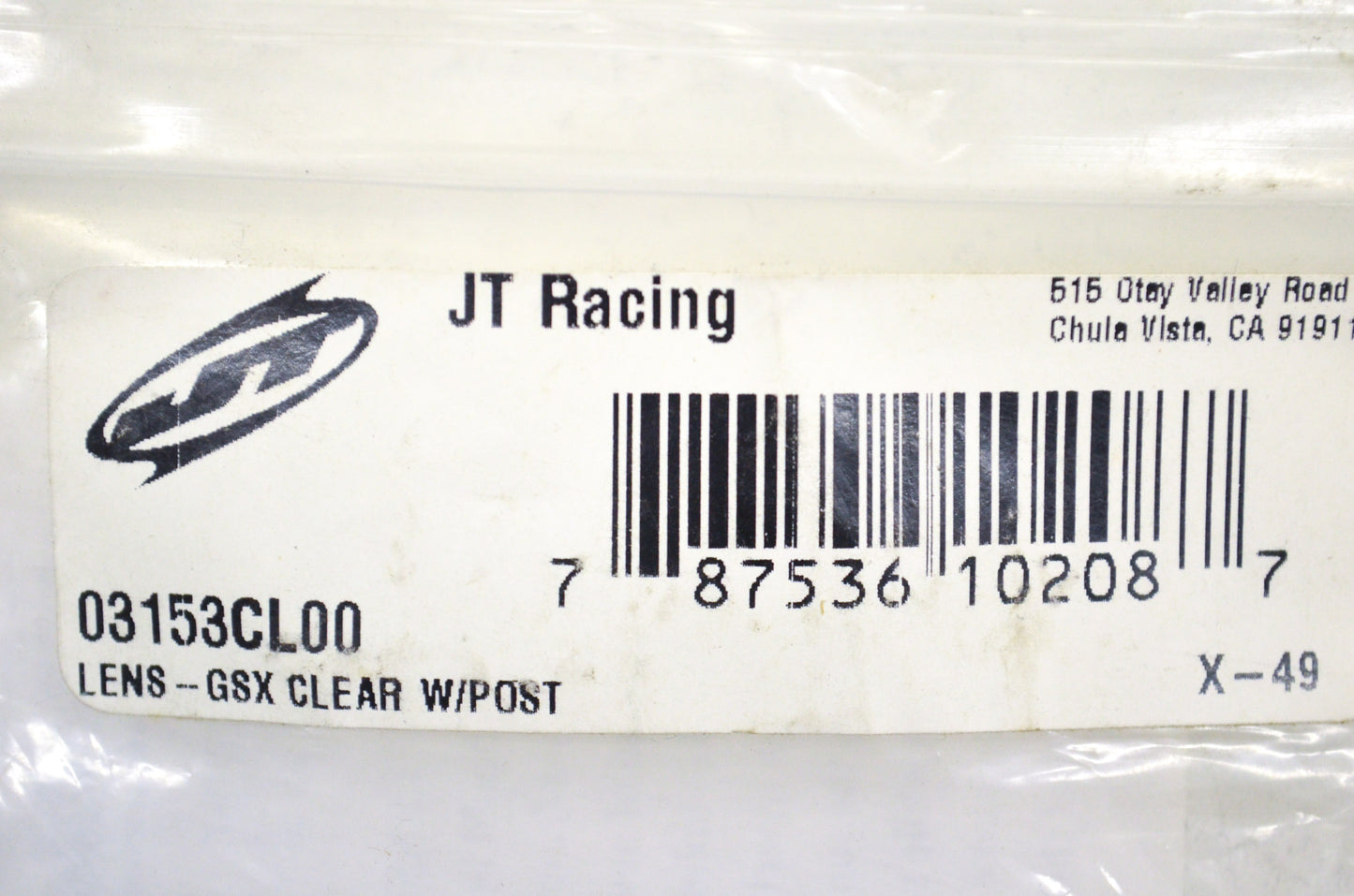 JT Sprockets 03153CL00, X-49 Lexan Lens GSX-1 Replacement Lens NOS
