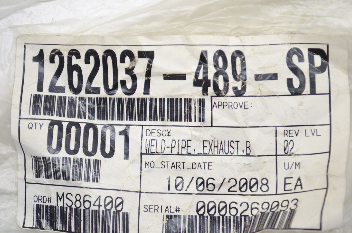 OEM Polaris 1262037-489 Black Exhaust Pipe NOS