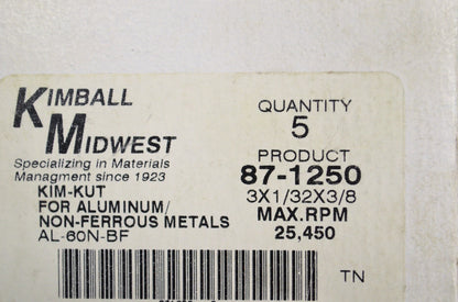 Kim-Kut Aluminum Cutting Wheel 3x1/32x3/8 Qty 5 NOS