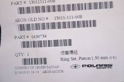 OEM Polaris 450734 Ring Kit 50CC .50MM O/S NOS
