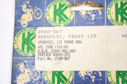 KK 2500-567, 23801-961-000, 4800-372 Front Sprocket 12T NOS