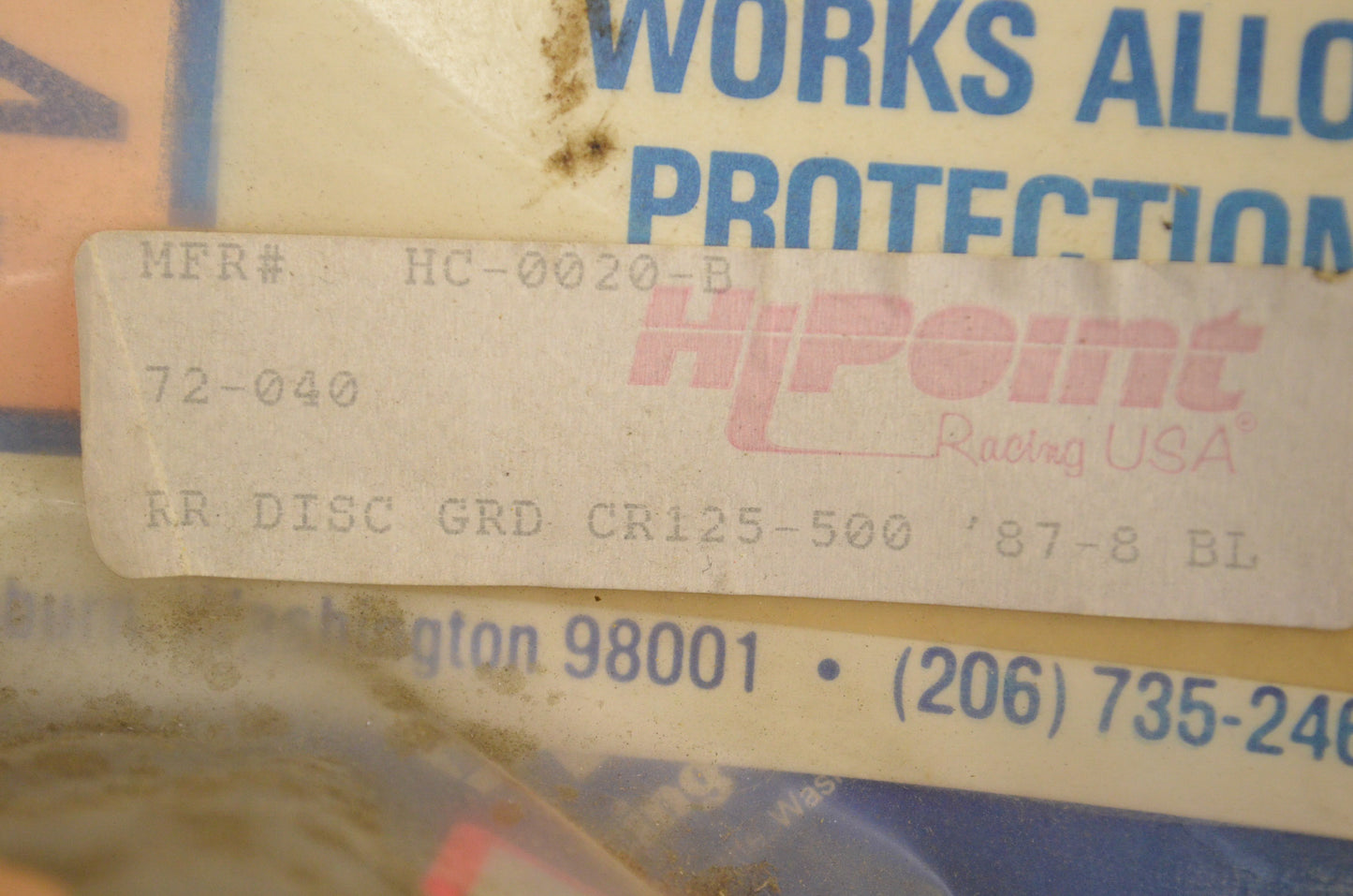 New OEM Devol Engineering Rear Disc Guard NOS