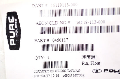 OEM Polaris 450117 Float Pin NOS