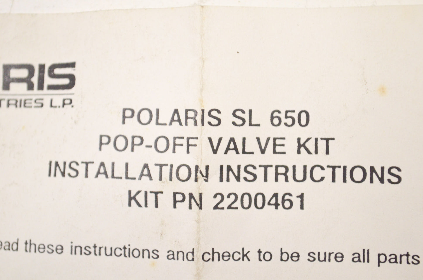 OEM Polaris 2200461 Popover Valve Kit NOS